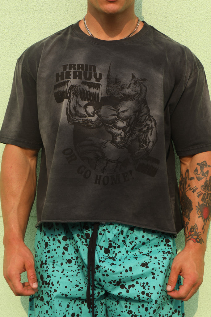 Strong: "Train Heavy" Washed Cropped Tee