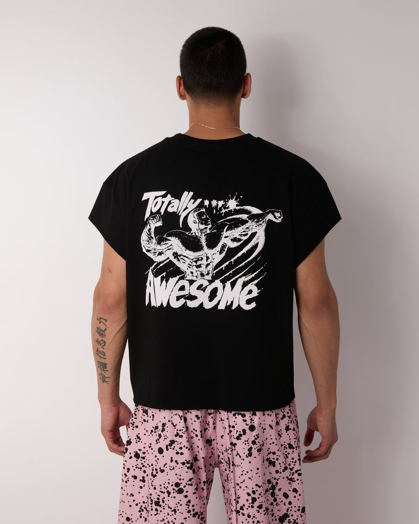 Strong: "Totally Awesome" Cropped Cap Sleeve Tee