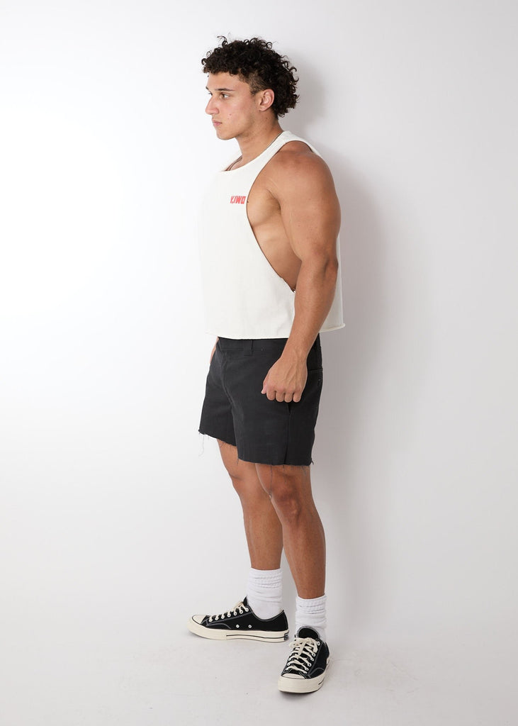 Shredded: "Power Crazy" Cropped Side Cut Tank