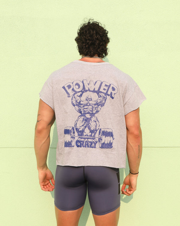 Strong: "Power Crazy" Cropped Cap Sleeve Tee