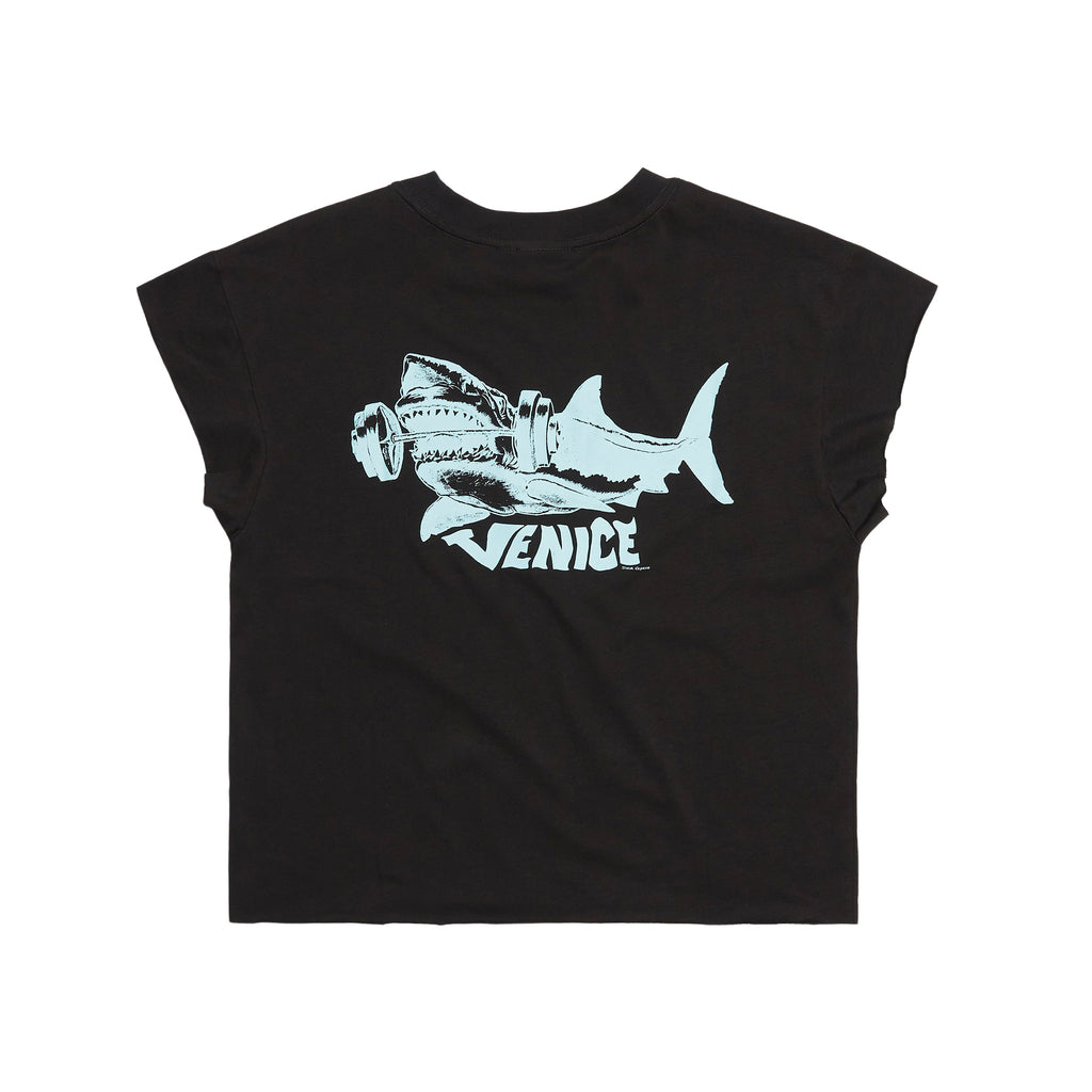 Strong: "Venice Shark" Cropped Cap Sleeve Tee