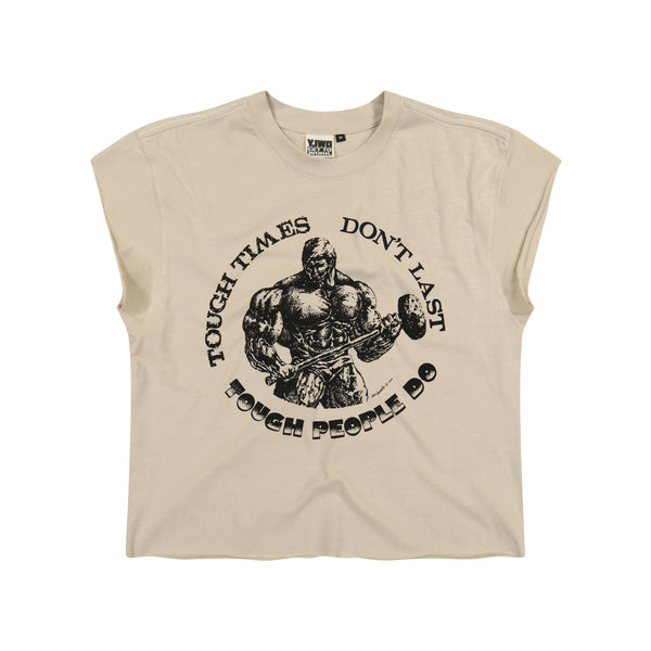 Strong: "Tough Times" Cropped Cap Sleeve Tee